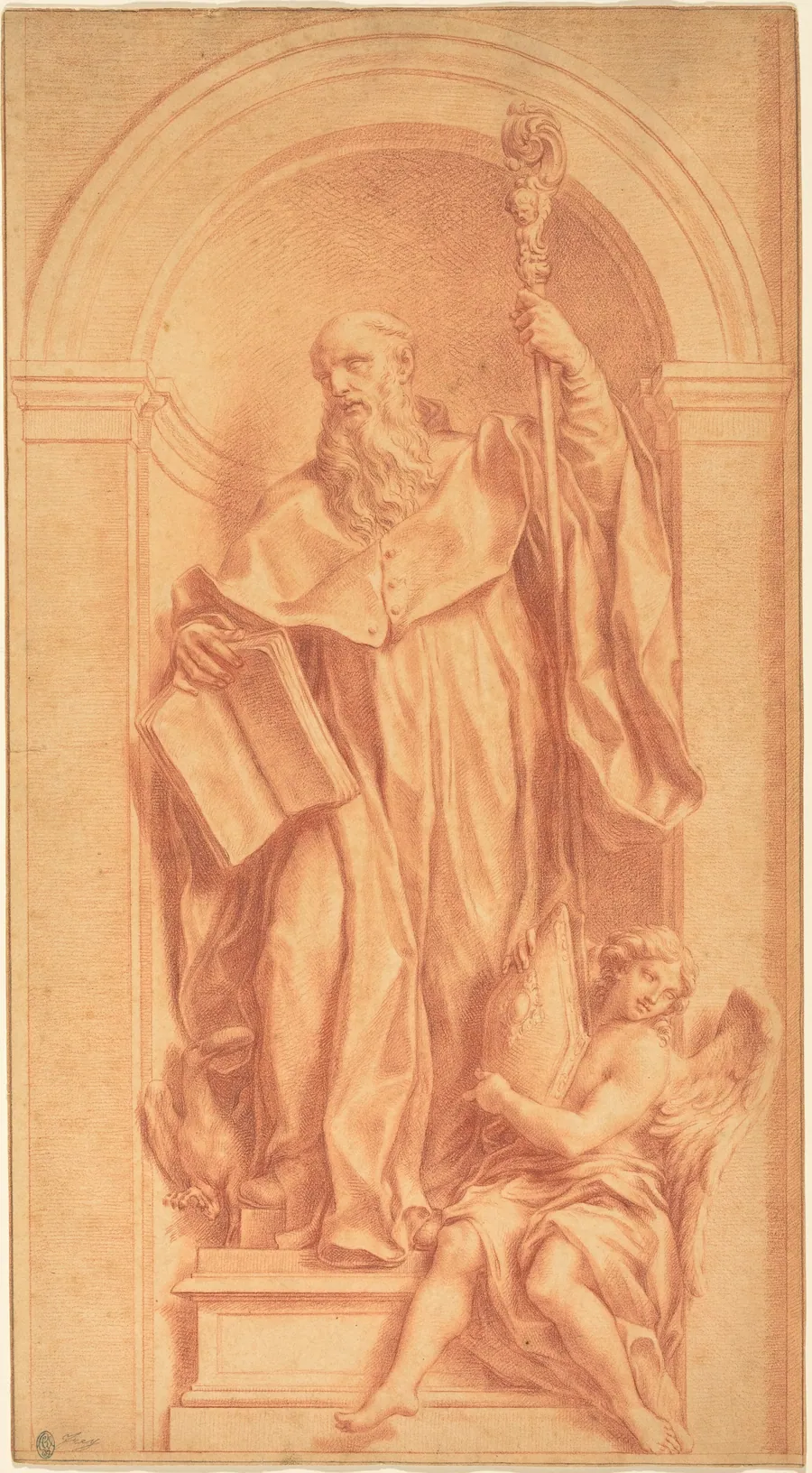 A Sculpture of Saint Benedict in a Niche by Jakob Frey