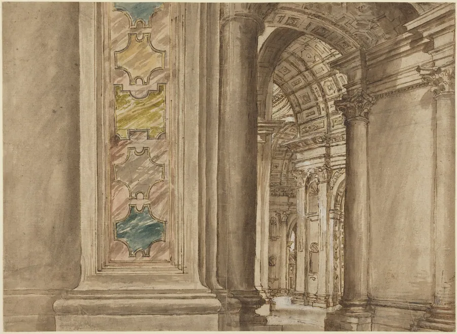 The Interior of Saint Peter's, Rome by Italian 17th Century