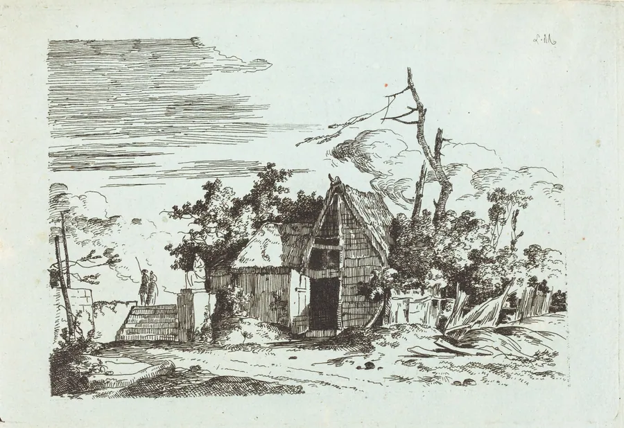 A Rustic Barn by Louis Gabriel Moreau the Elder