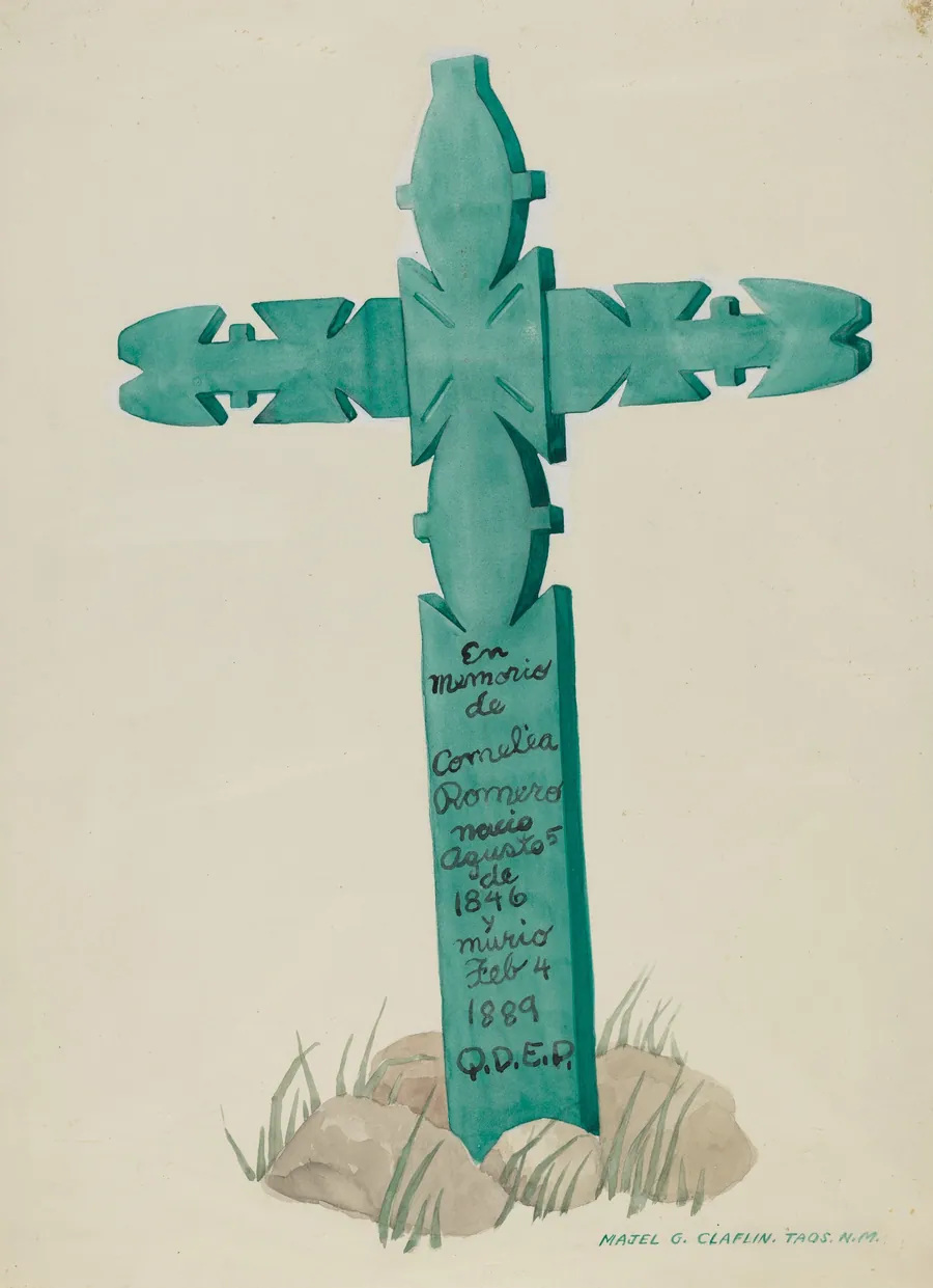 Wooden Cross, Carved, Used as Headstone by Majel G. Claflin