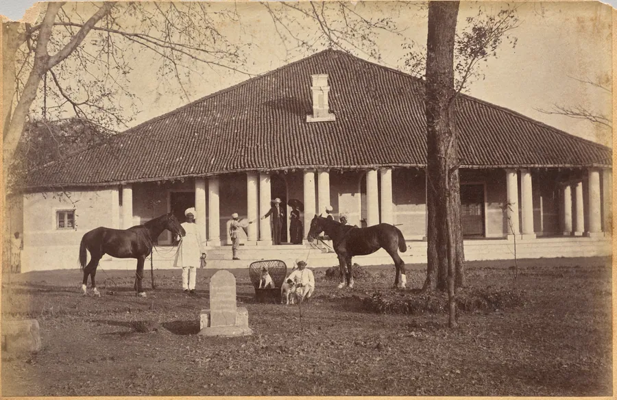 Captain Falkner's Bungalow, Neemuch (recto, top) by Raja Deen Dayal