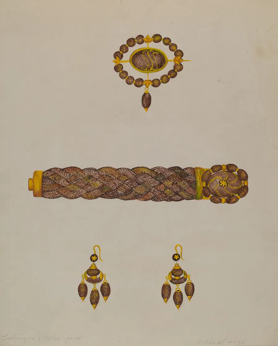 Hair Bracelet, Earrings, and Brooch by Florence Stevenson