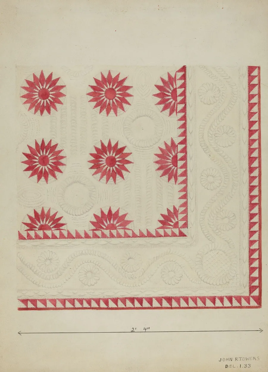 Quilted Applique Coverlet by John R. Towers