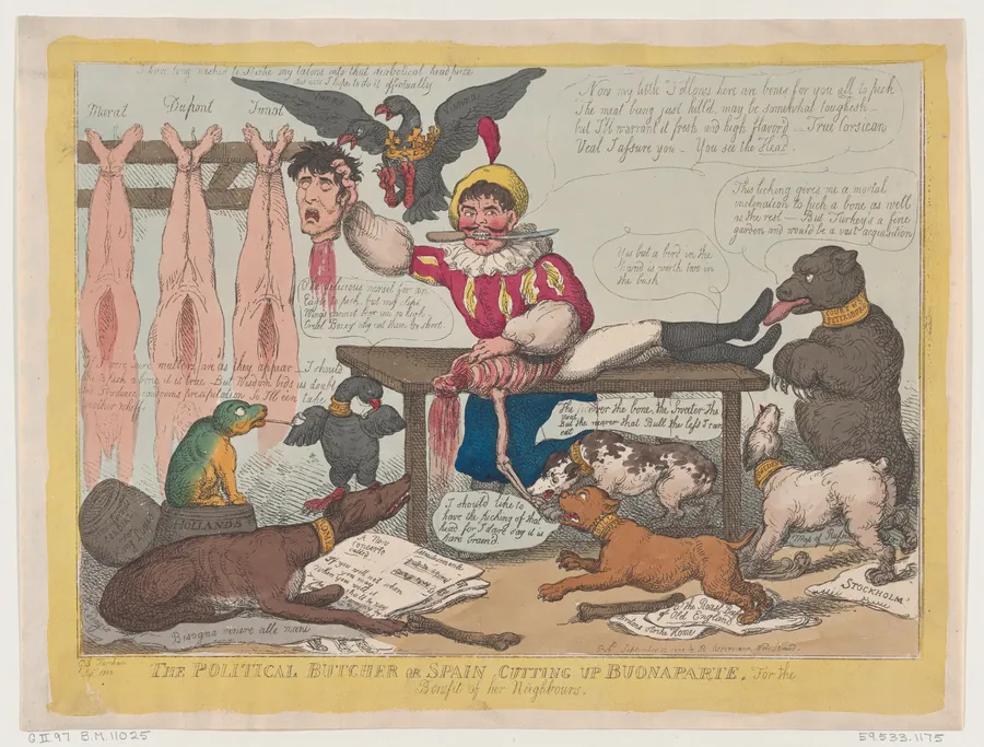 The Political Butcher, or Spain Cutting Up Buonaparte For The Benefit Of Her Neighbours by Napoléon Bonaparte