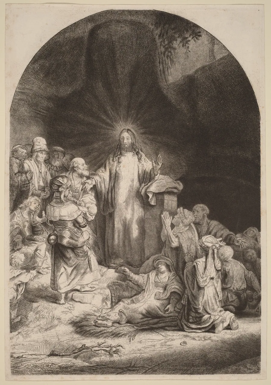 Christ Preaching and Healing (Fragment from the Hundred Guilder Print) by Rembrandt van Rijn