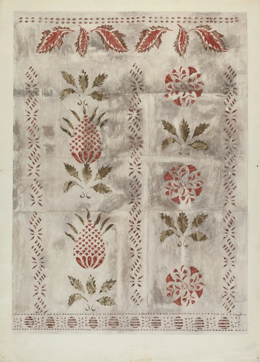 Stencilled Wall by Mildred E. Bent