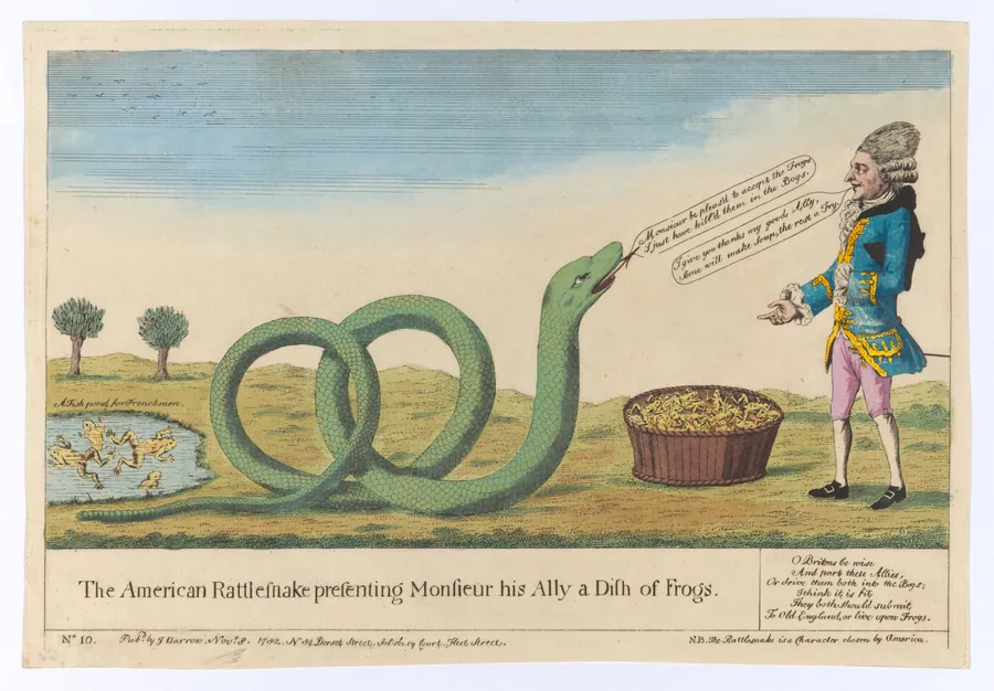The American Rattlesnake Presenting Monsieur his Ally [sic] a Dish of Frogs by J. Barrow