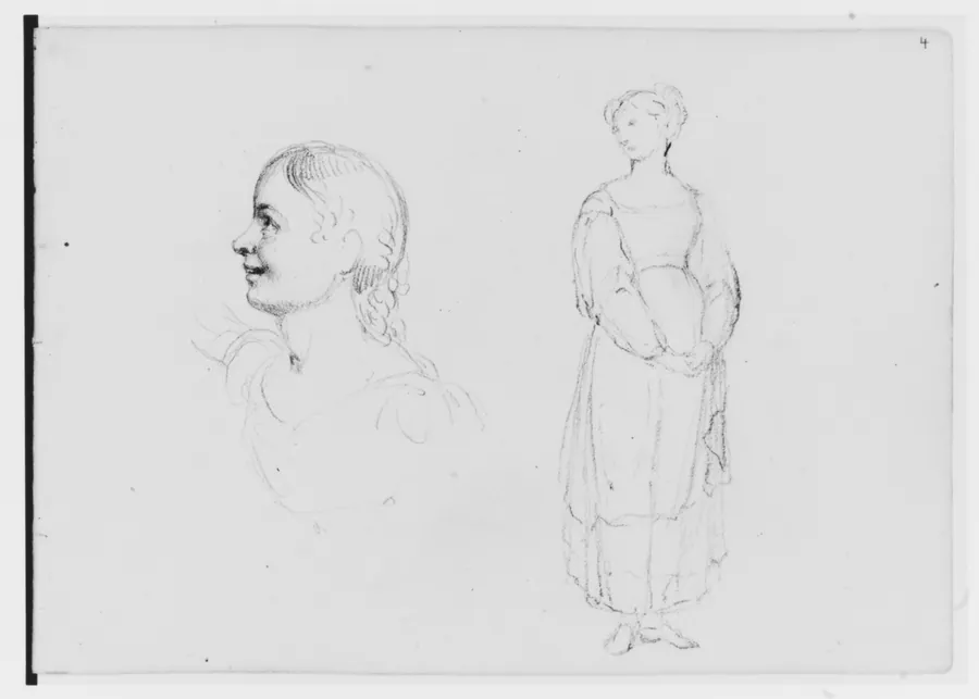 Bust and Full Length Figure (from Sketchbook) by Asher Brown Durand