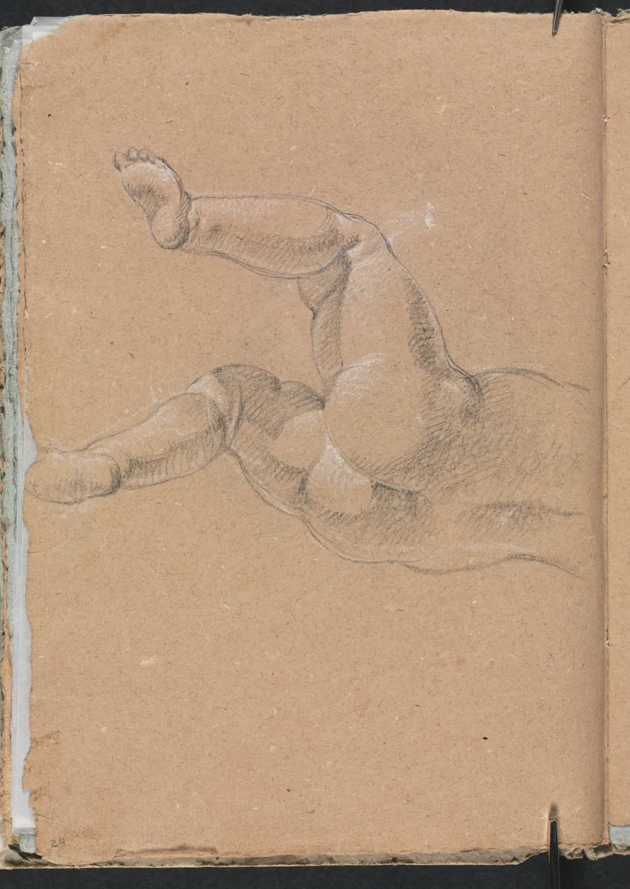 Verona Sketchbook: Putto (lower half of body) (page 24) by Francesco Lorenzi