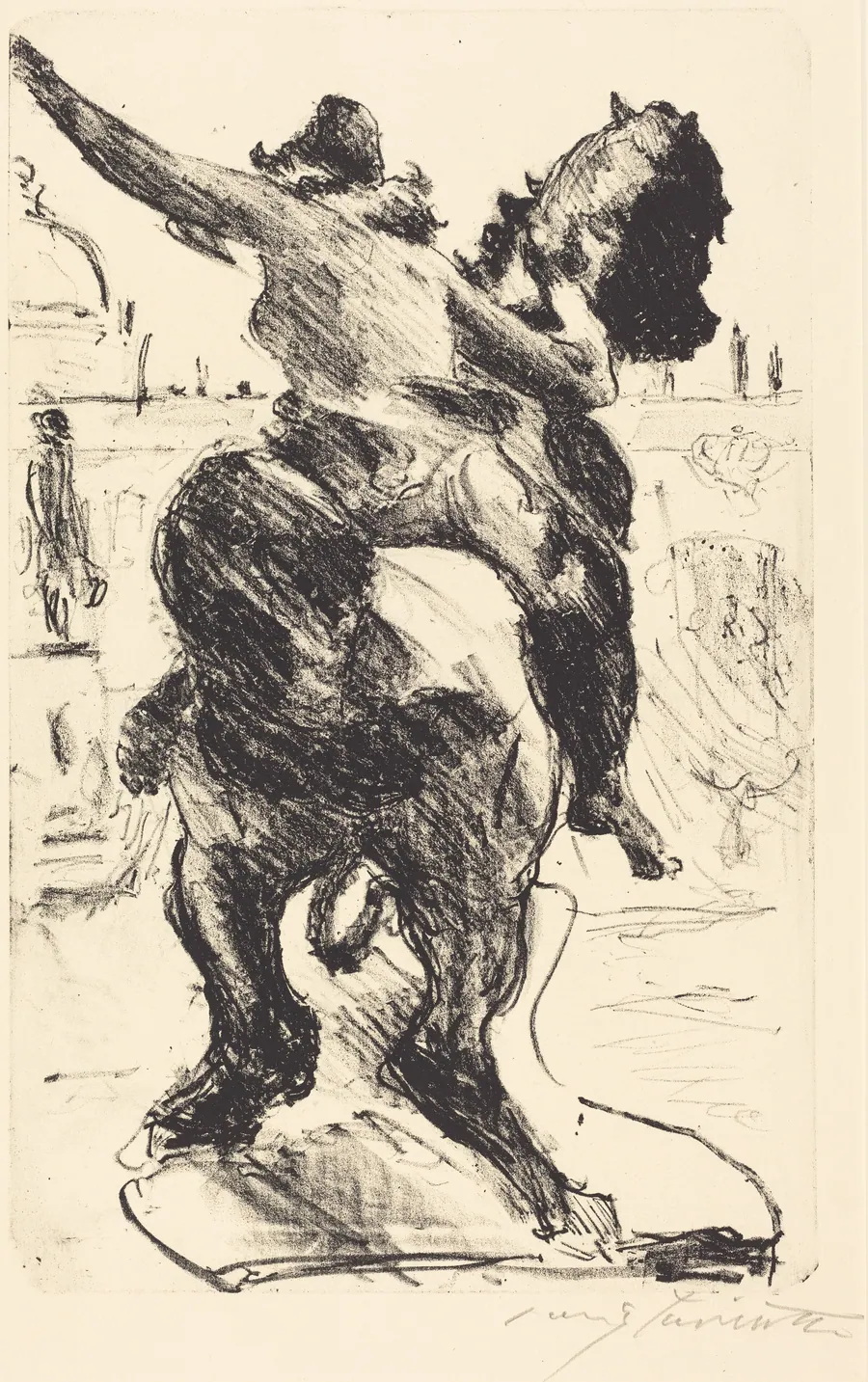 Amazonenstatue auf der Freitreppe des Alten Museums (Statue of an Amazon at the Alte Museum) by Lovis Corinth