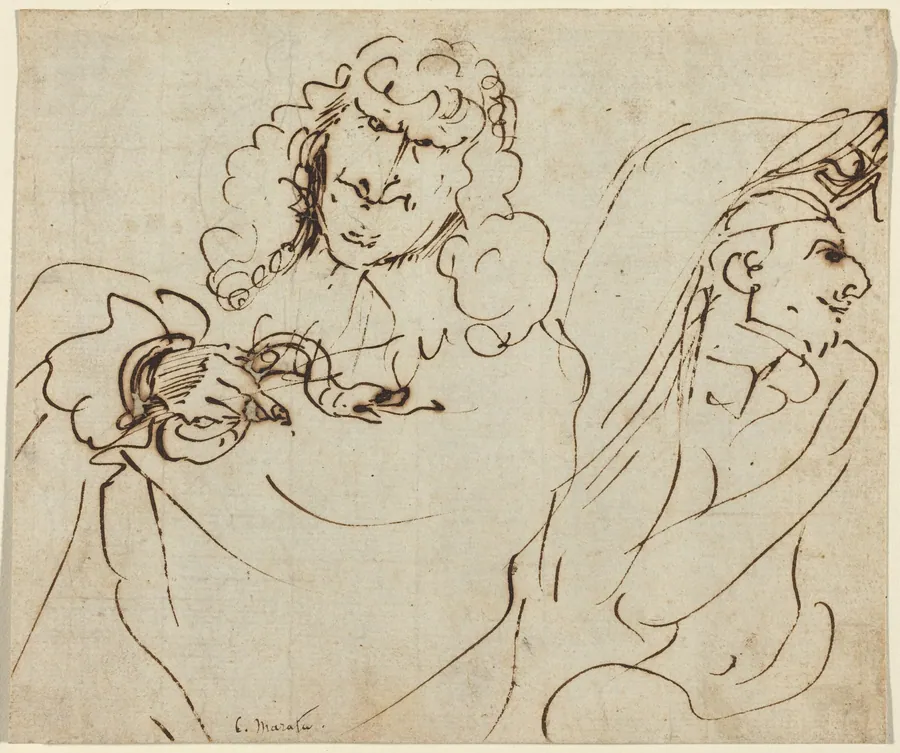 Caricature with Mola Protecting Himself from a Man Holding a Viper by Pier Francesco Mola