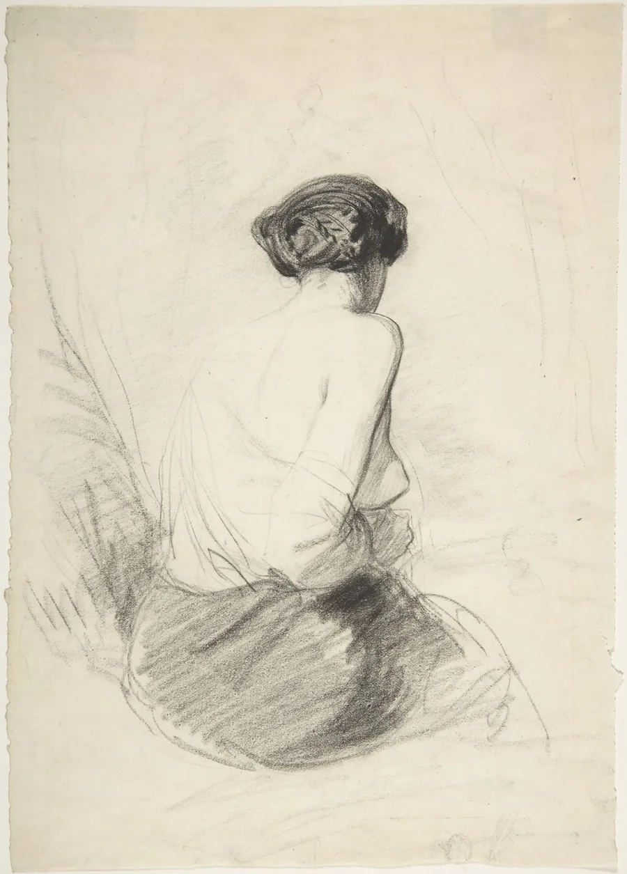 Woman Seated, Seen from Back by Paul Gavarni [Chevalier]
