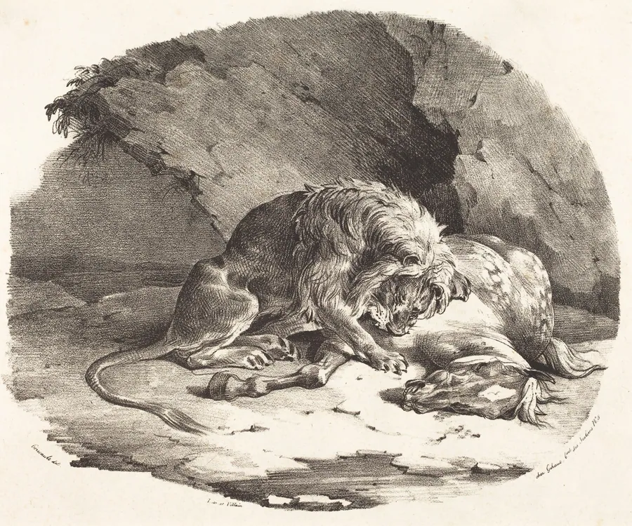 Lion Devouring a Horse by Théodore Gericault