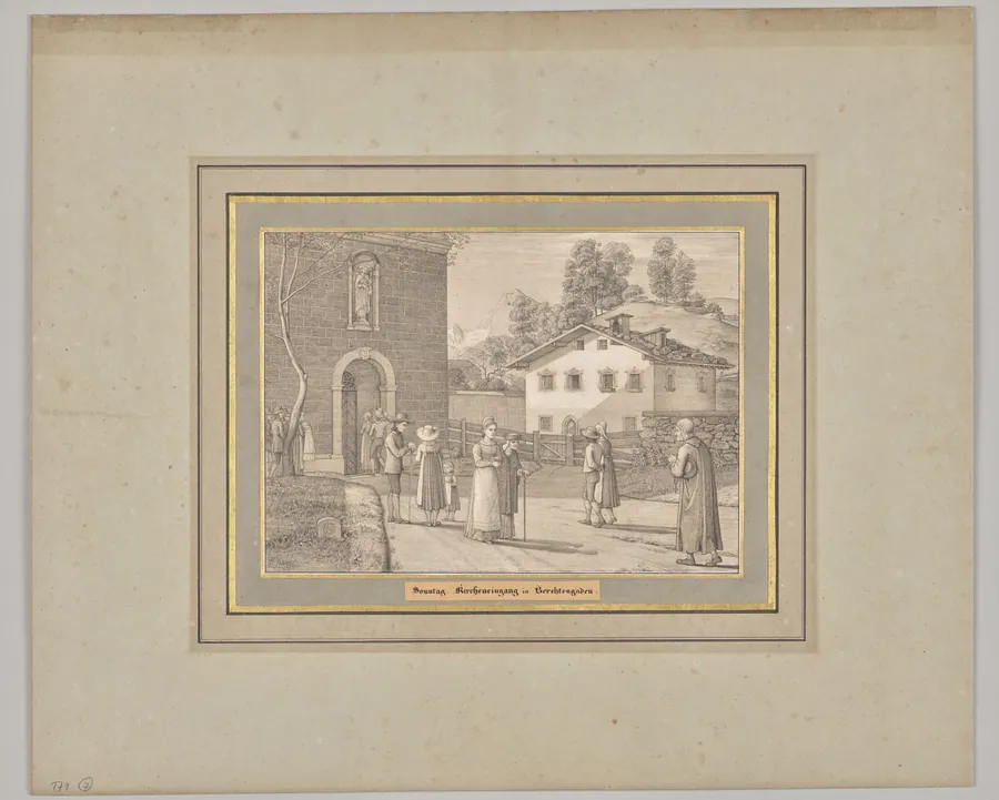 Sunday. Church entrance in Berchtesgaden by Ferdinand Olivier