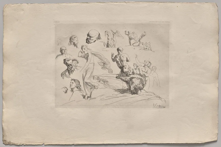 Sheet of Sketches by Nicolas-François Chifflart