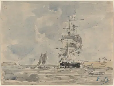 Seascape with Sailing Vessel