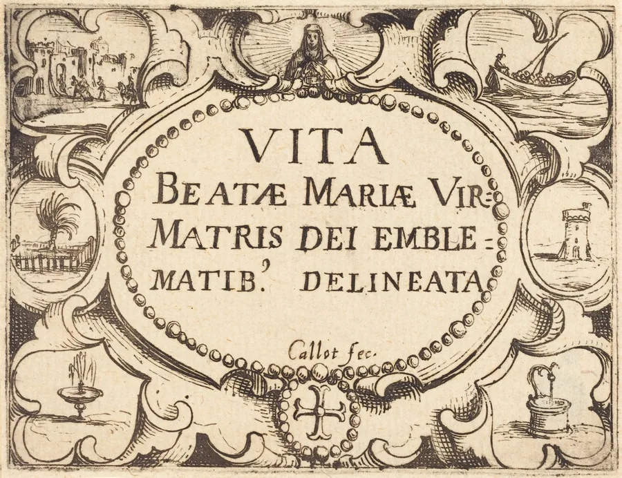 Title Page for "The Life of the Virgin in Emblems" by Jacques Callot
