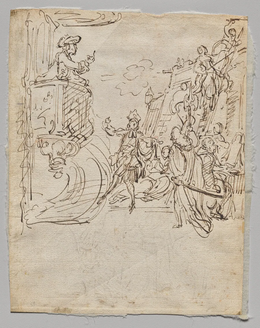 Lingerie Boutique and Conversation (verso) by Gabriel de Saint-Aubin