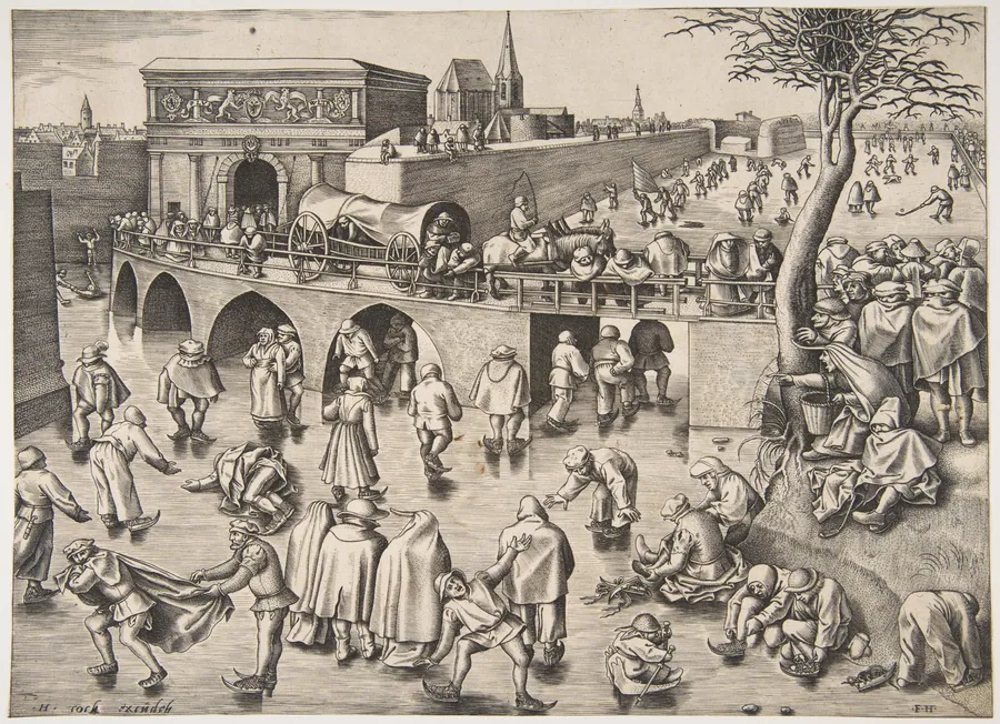 Skating before the St. George's Gate, Antwerp by Frans Huys