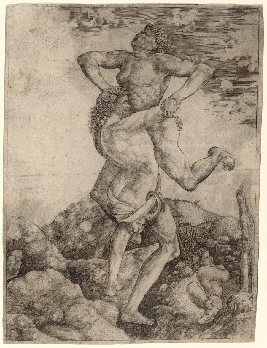 Hercules and Antaeus by Cristofano Robetta