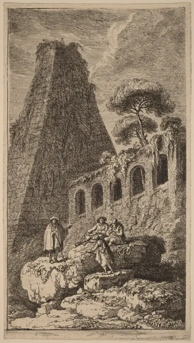 The Pyramid of Sesto near the Gates of St. Pauli in Rome