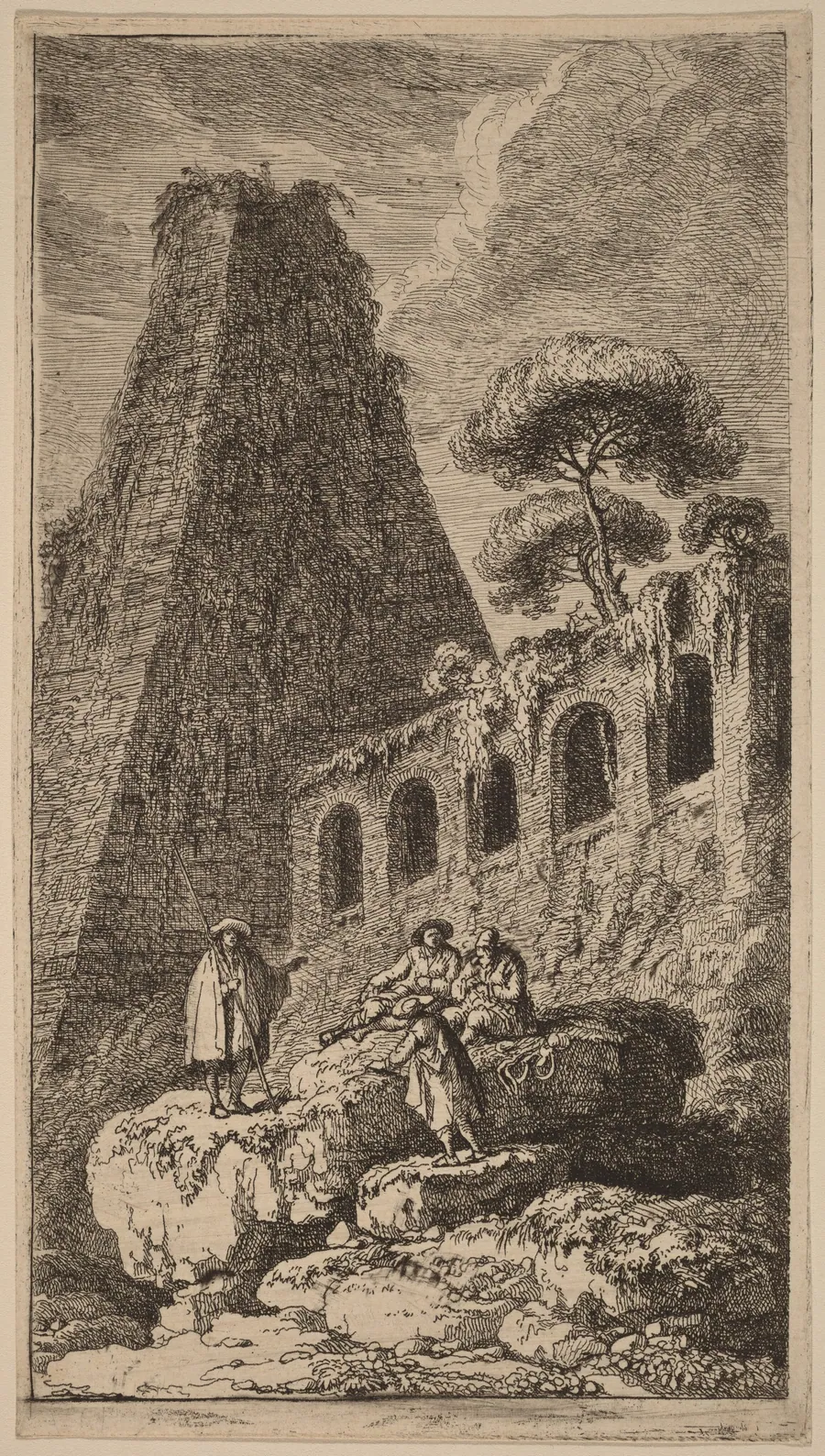 The Pyramid of Sesto near the Gates of St. Pauli in Rome by Franz Edmund Weirotter