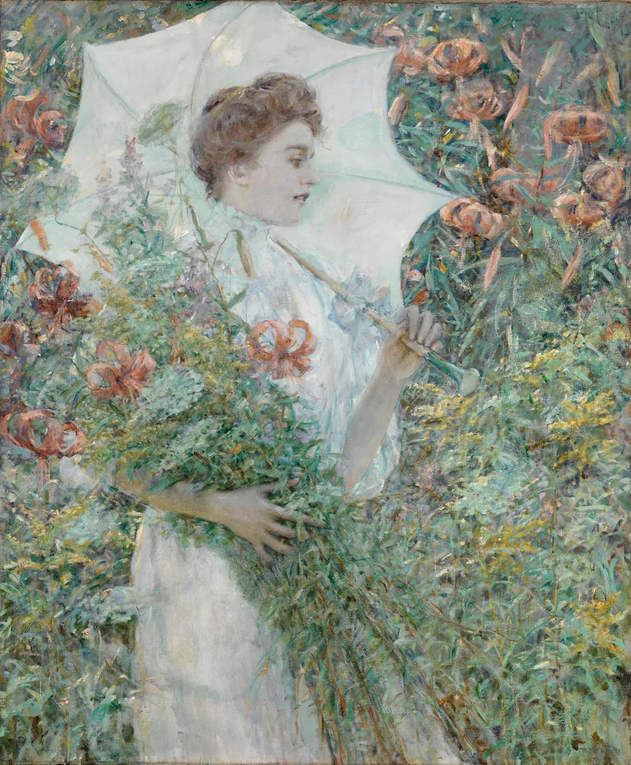 The White Parasol by Robert Reid, born Stockbridge, MA 1862-died Clifton Springs, NY 1929