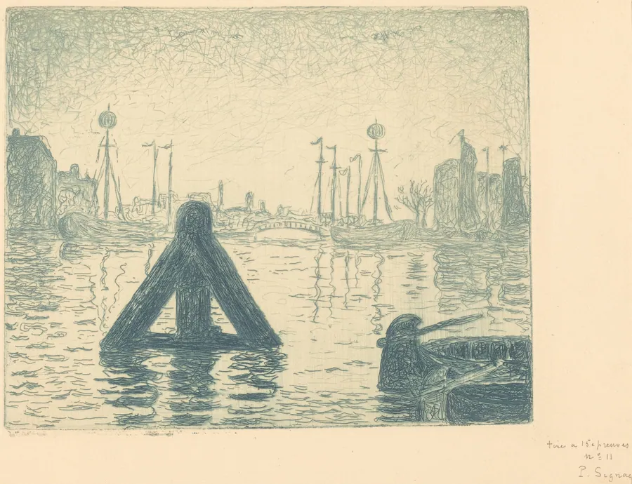 Harbor in Holland - Flushing (La balise - En Holland, Flessingue) by Paul Signac
