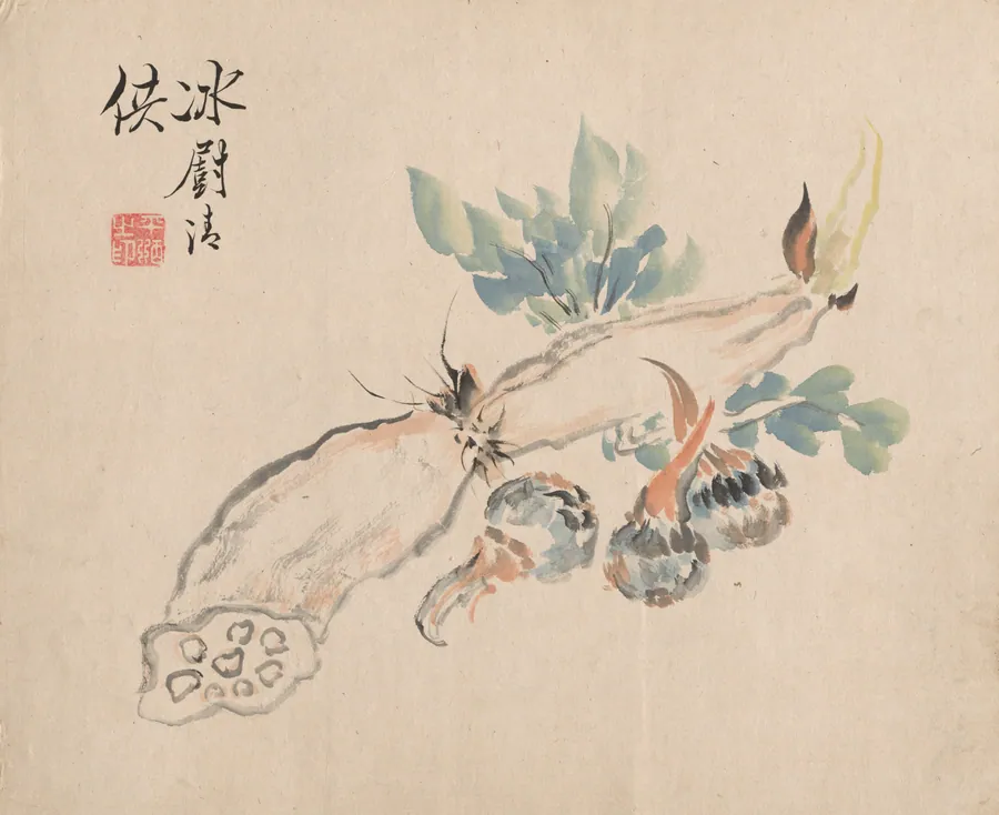 Lotus Root and Adder's Tongue by Tsubaki Chinzan