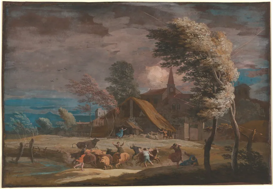 A Stormy Landscape by Marco Ricci