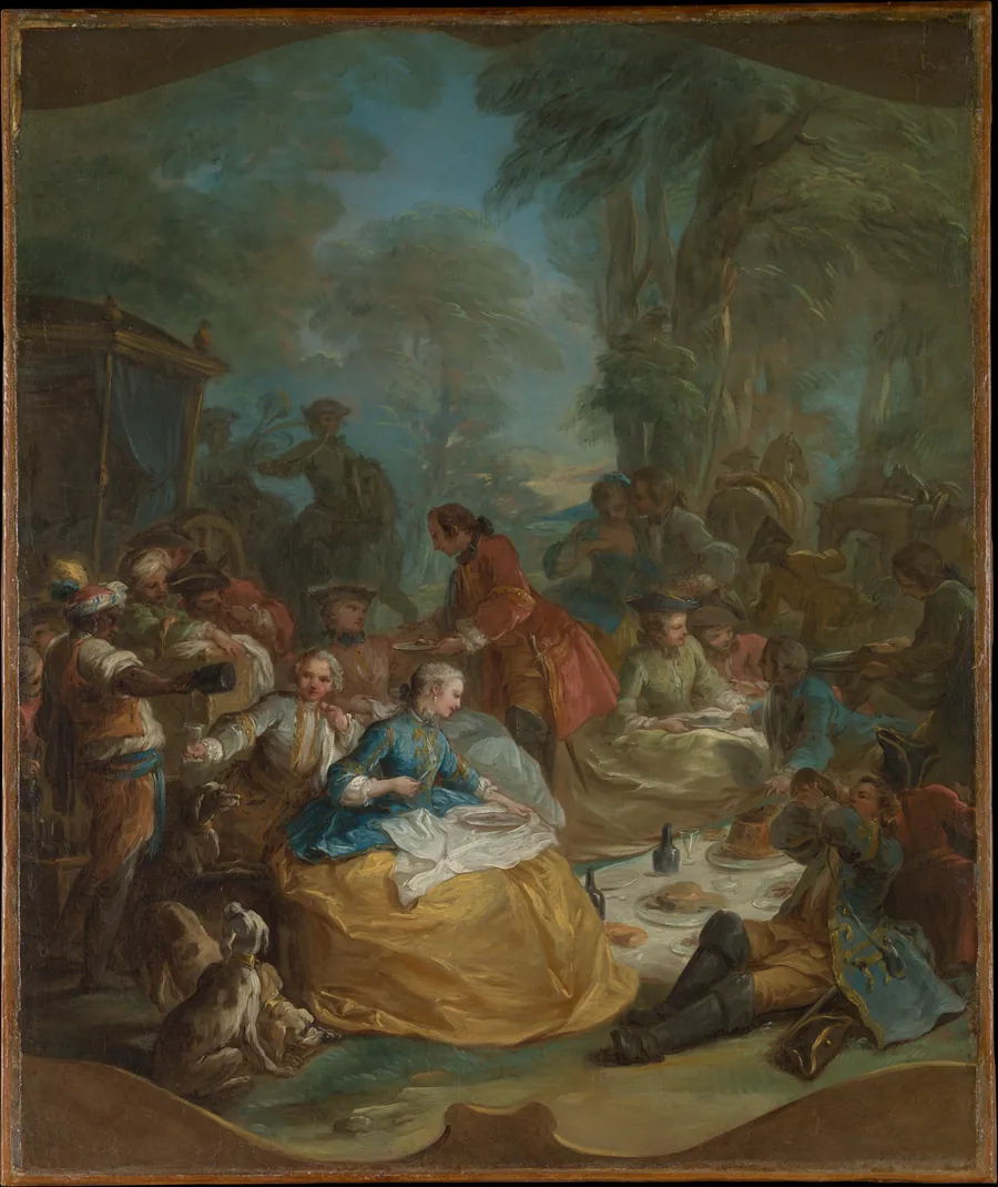 Halt of the Hunt by Carle (Charles André) Vanloo