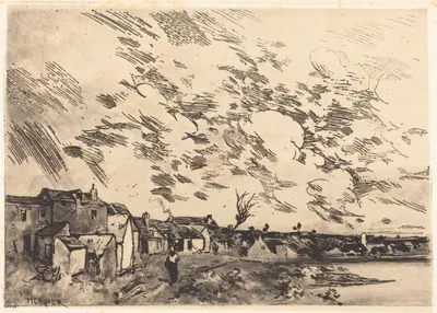 Village sur le bord d'une Riviere