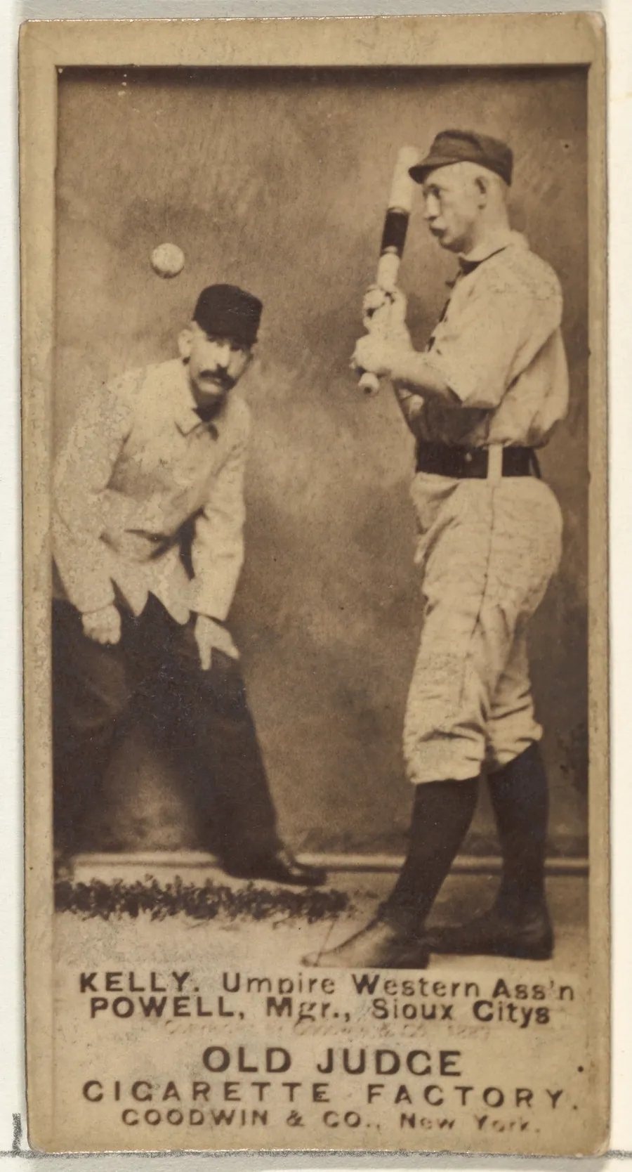 Kelly, Umpire Western Association, James Edwin "Jim" Powell, Manager and 1st Base, Sioux City Corn Huskers, from the Old Judge series (N172) for Old Judge Cigarettes by Goodwin & Company
