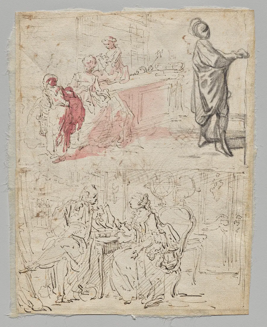 Theatre Scene (recto) by Gabriel de Saint-Aubin