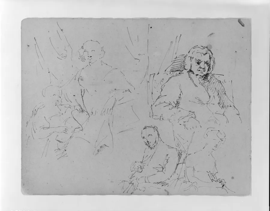 Four Portrait Sketches (from Sketchbook) by Thomas Sully