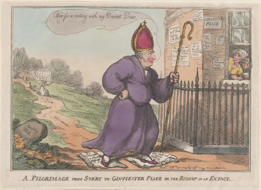 A Pilgrimage from Surry to Gloucester Place or the Bishop is an Extacty by Thomas Tegg