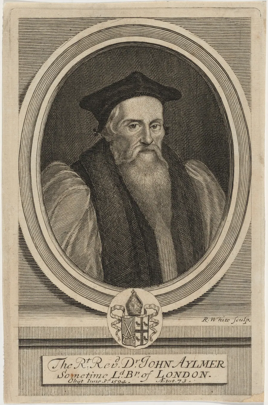 John Aylmer, D.D., Bishop of London, Preceptor to Lady Jane Grey by Robert White