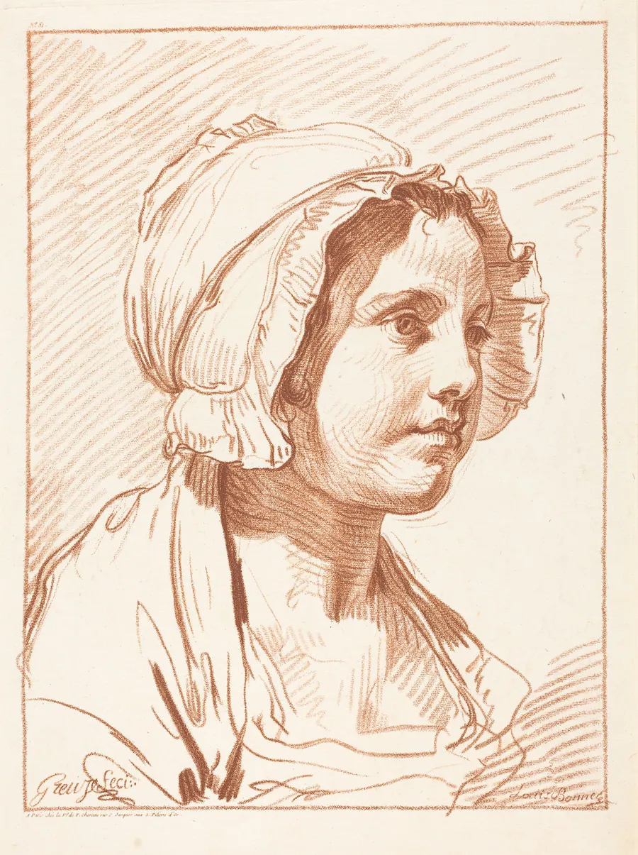 Head of a Young Woman Wearing a Cap by Louis-Marin Bonnet