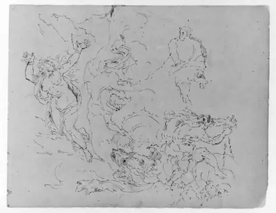 Perseus and Andromeda (after the Titian?); Hercules Wrestling Nemion Lion (from Sketchbook)