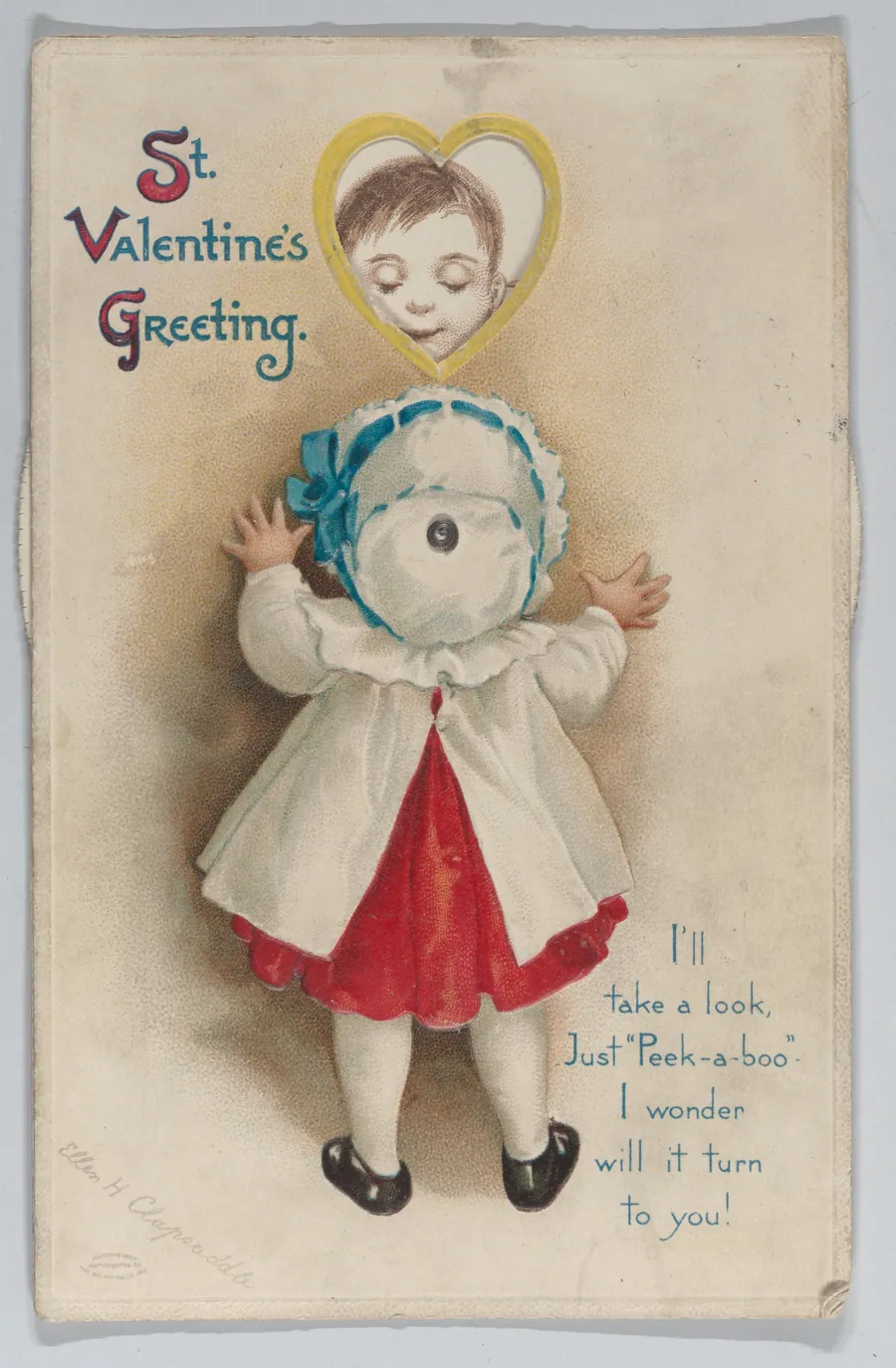 Valentine - Movable wheel postcard by Ellen Hattie Clapsaddle