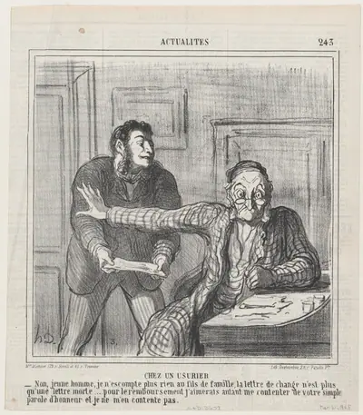 At a usurer's, from 'News of the day,' published in Le Charivari, March 21, 1865
