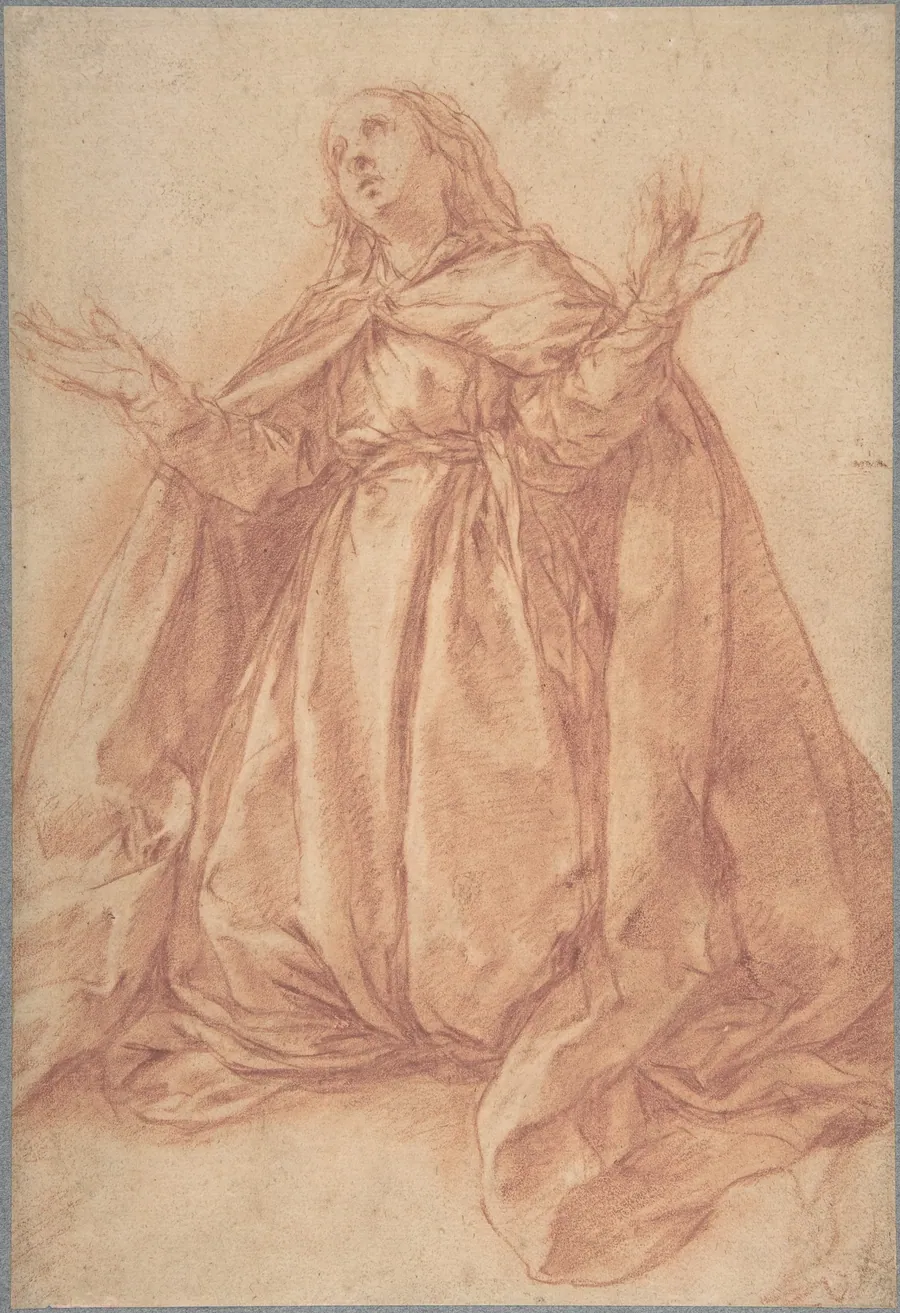 Kneeling Female Figure with Upraised Arms by Abraham Bloemaert