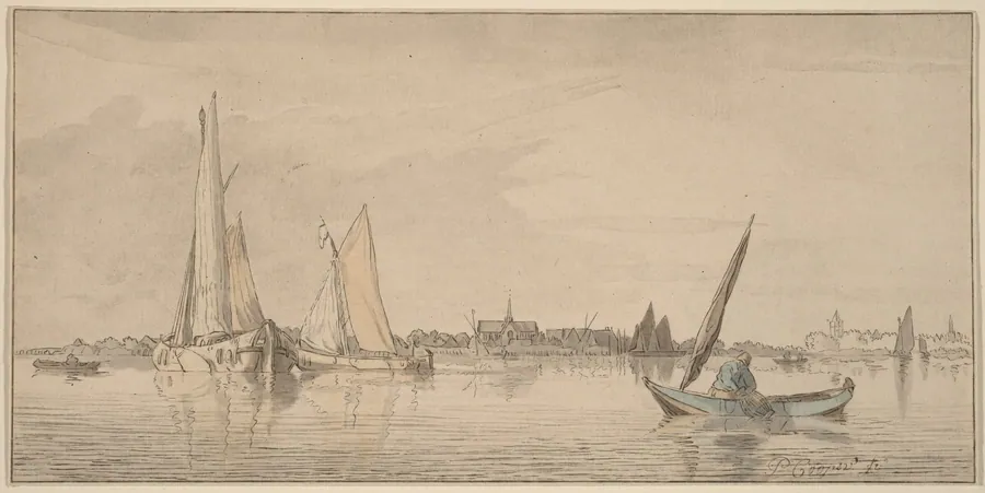 River with Town by Cornelis Ploos van Amstel