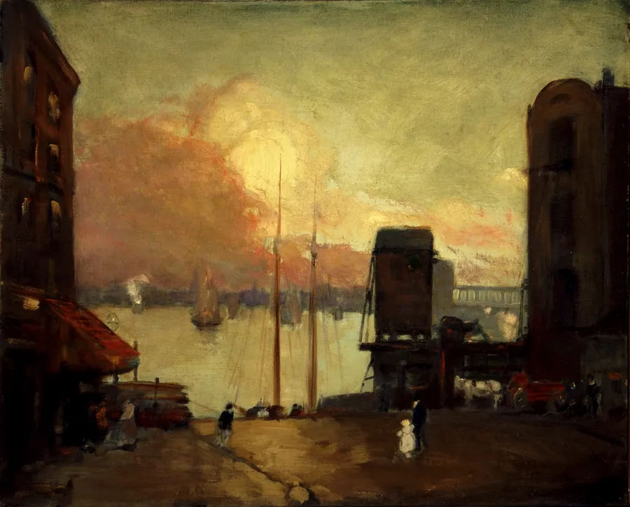 Cumulus Clouds, East River by Robert Henri, born Cincinnati, OH 1865-died New York City 1929