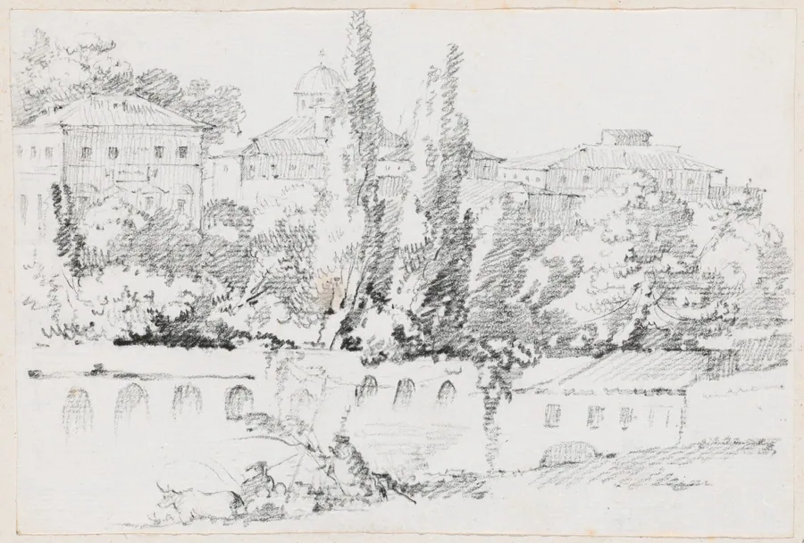 Walls of Rome with Santa Maria del Popolo in the Distance by Joseph-Marie Vien