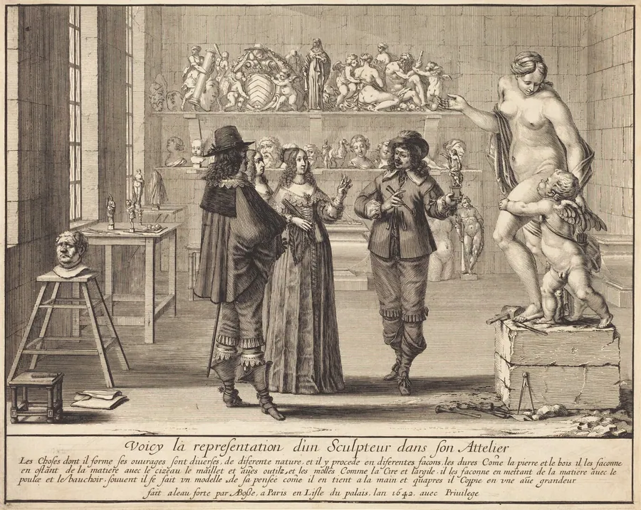 A Sculptor in His Atelier by Abraham Bosse