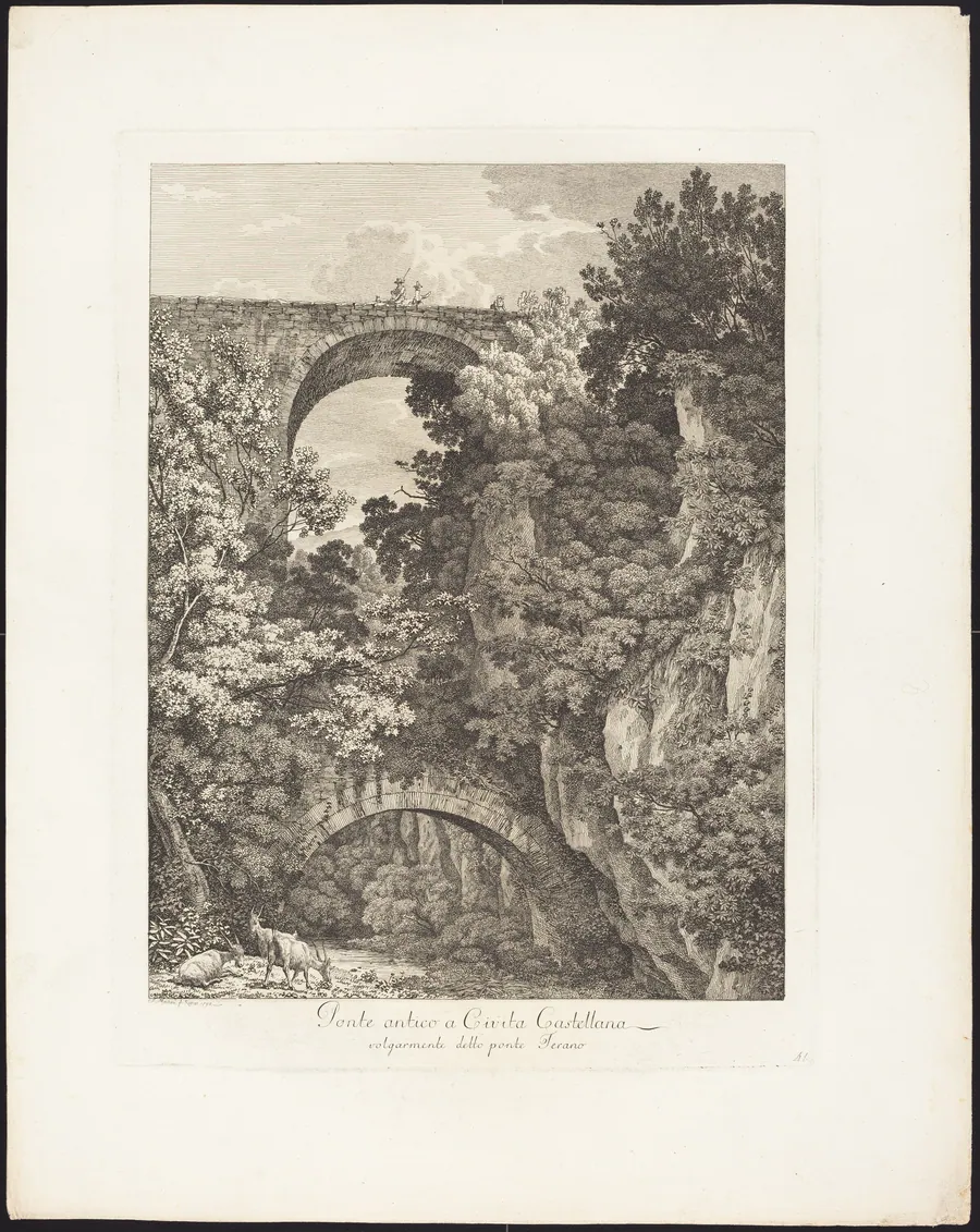 Ponte antico a Cività Castellana, volgarmente detto ponte Terano by Jacob Wilhelm Mechau