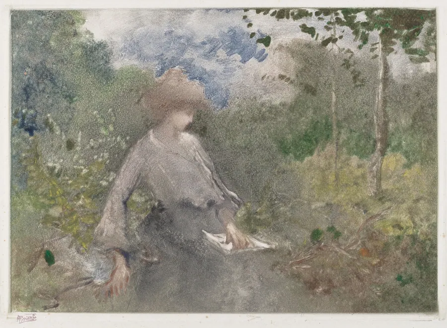 Reading in a Garden (Lettura in giardino) by Pompeo Mariani