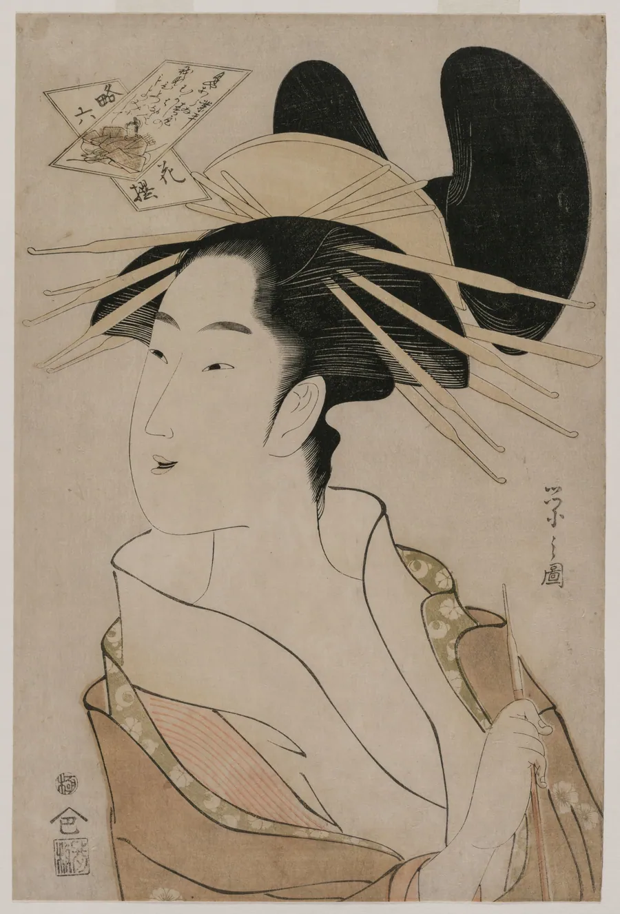 Portrait of a Courtesan Holding a Pipe (from the series The Six Immortal Poets in Modern Dress) by Chōbunsai Eishi