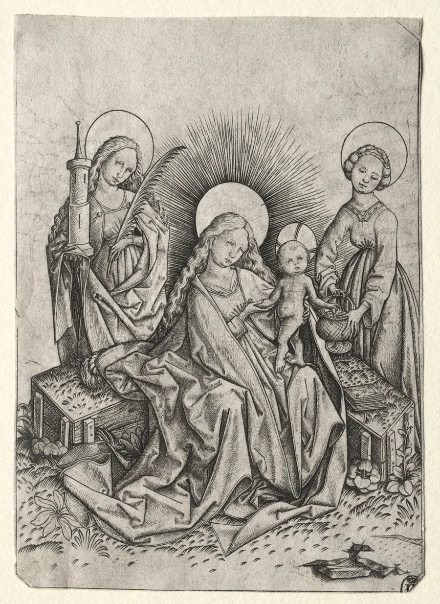 Madonna and Child in a Garden between St. Barbara and st. Dorothy by Master ES